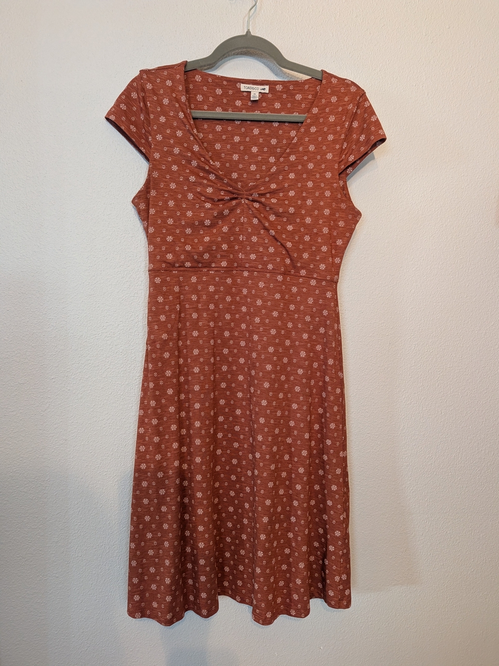 Toad&Co Rosemarie Dress Samba Organic Cotton Tencel Rust Floral - Size M